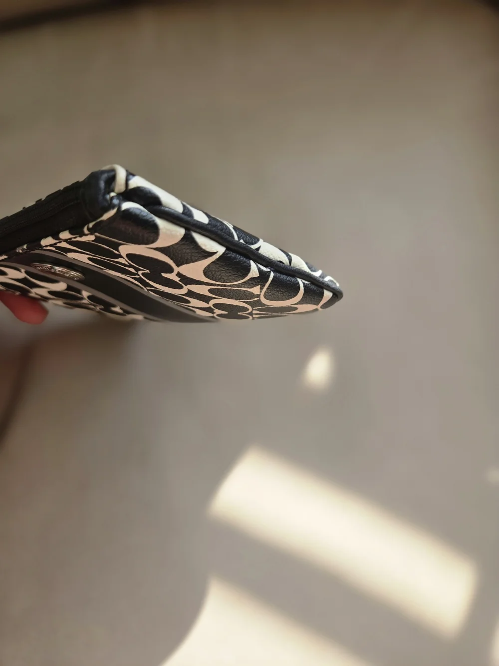 Coach Black & Cream Signature Wristlet